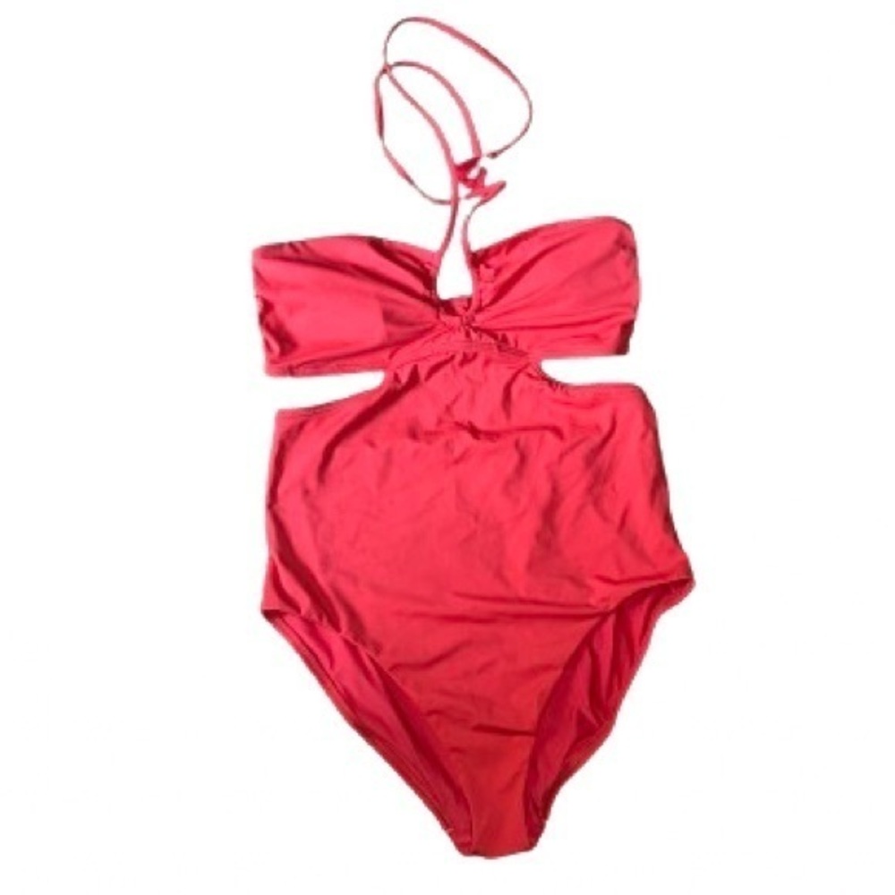 Loft reddish orange one piece swimsuit with tassels NWT size 8
